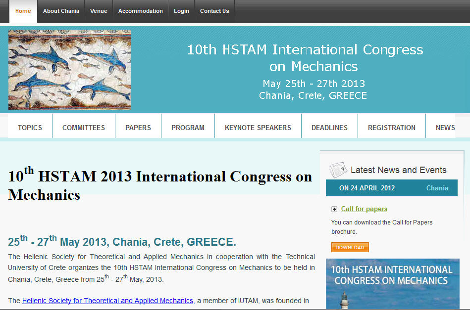 10th HSTAM International Congress on Mechanics (EXTENDED DEADLINE)