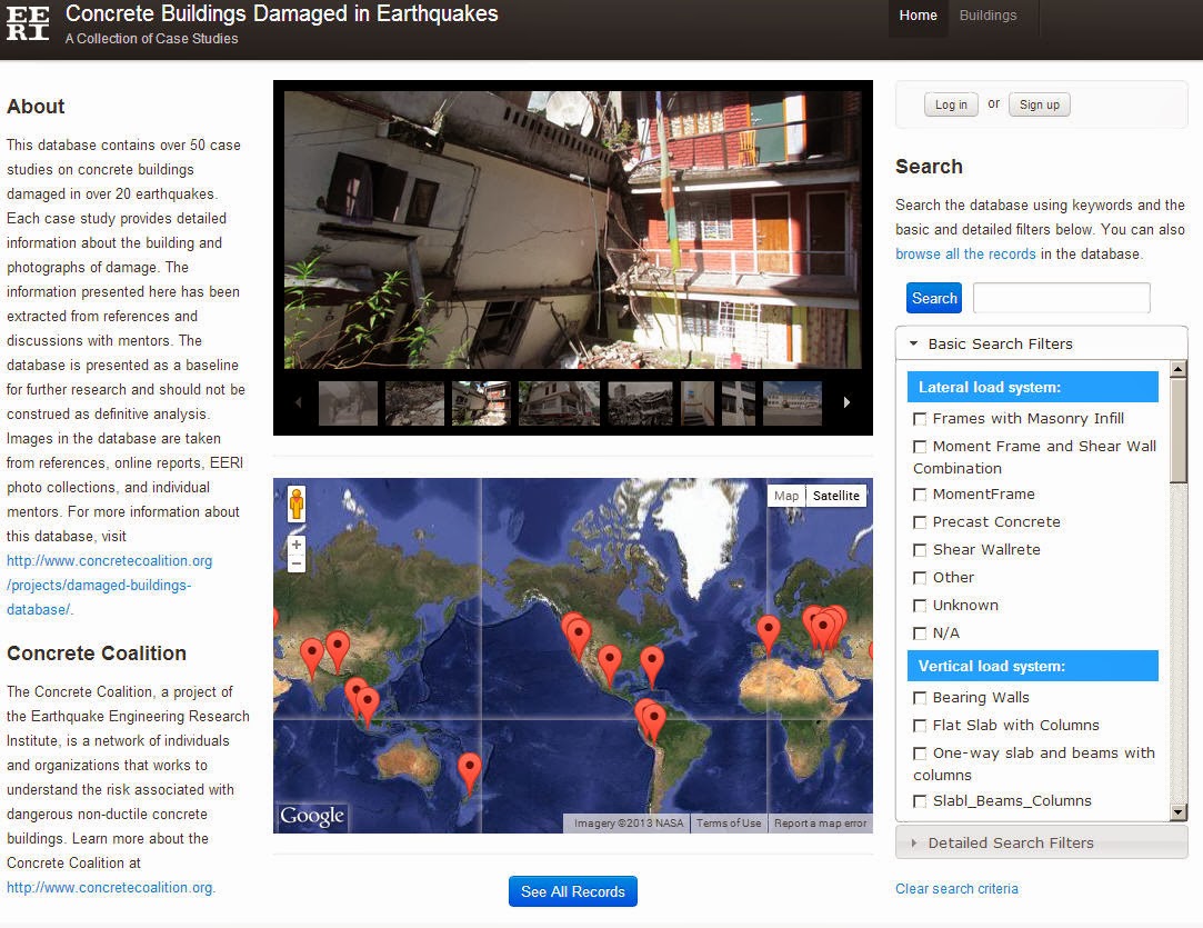 EERI new database of RC buildings damaged by earthquakes