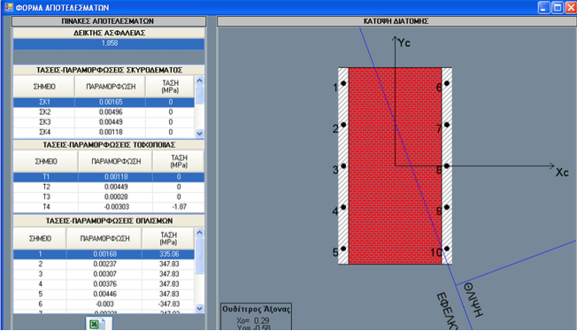 Freeware for section analysis of masonry and concrete structures