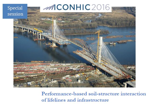 Special Session on "Performance-based soil-structure interaction of lifelines and infrastructure" in the framework of ICONHIC2016