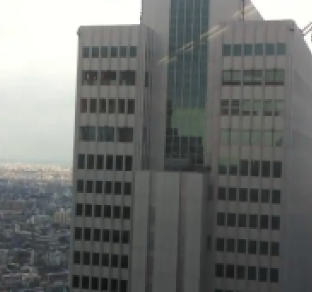 Rare shot of tall buildings vibrating due to the Japan earthquake
