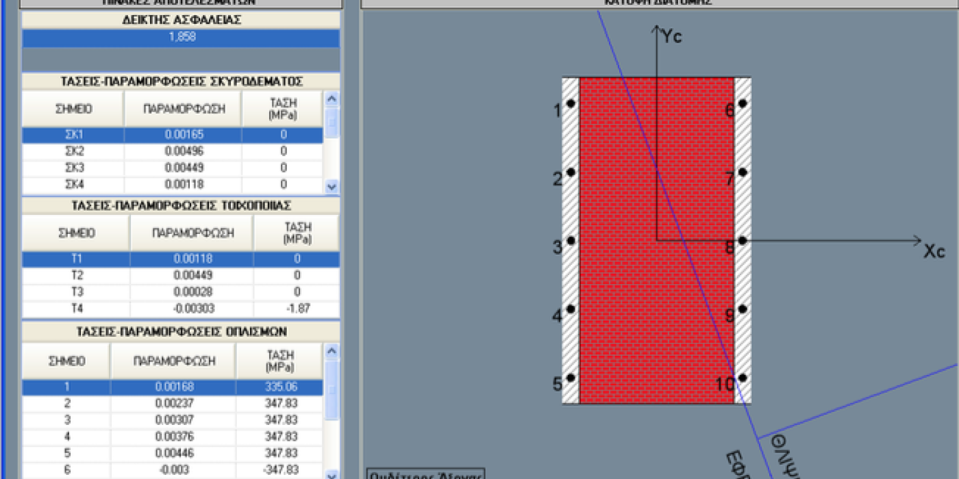 Freeware for section analysis of masonry and concrete structures
