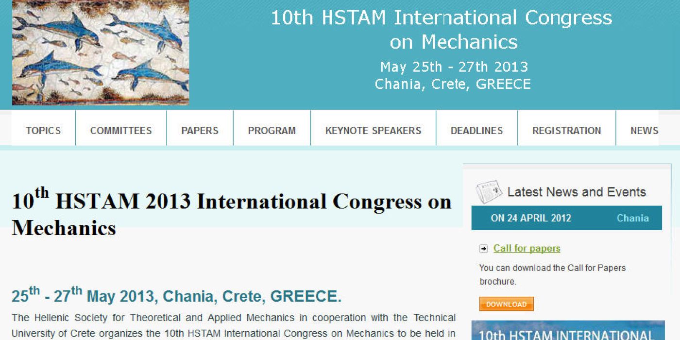 10th HSTAM International Congress on Mechanics (EXTENDED DEADLINE)