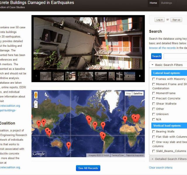 EERI new database of RC buildings damaged by earthquakes