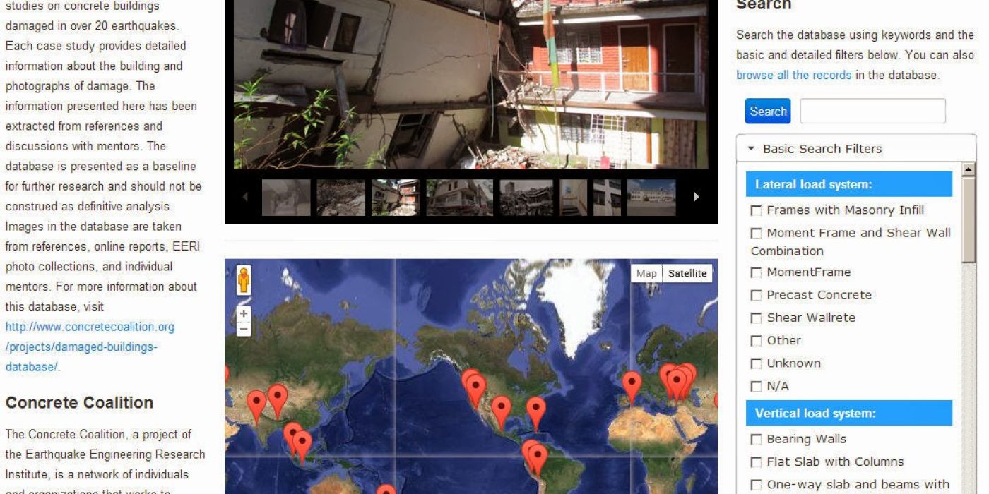 EERI new database of RC buildings damaged by earthquakes