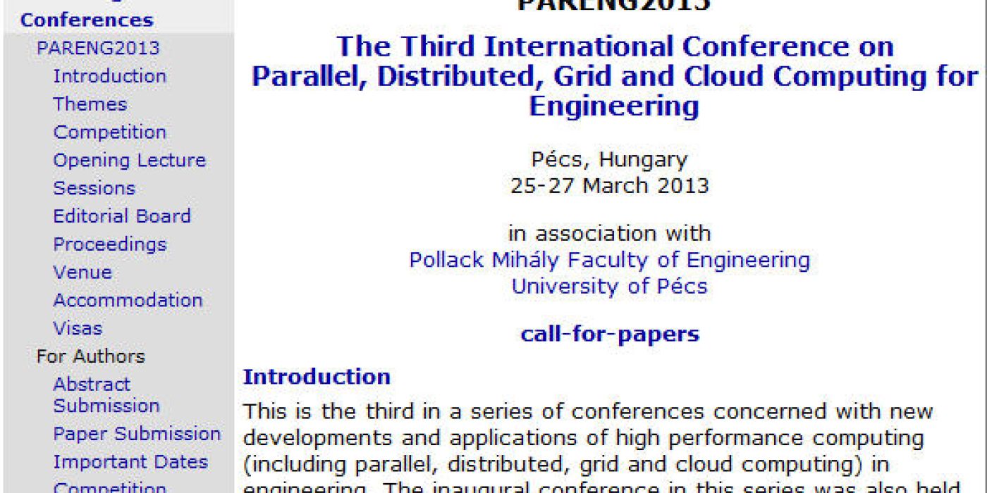 The Third International Conference on Parallel, Distributed, Grid and Cloud Computing for Engineering